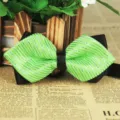 Men's green sharp corner polyester silk bow tie with black buckle for business wedding casual. - LJ-JJ32