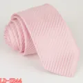 Men's pink narrow necktie, elegant solid color striped business formal wear variant. - LD-ZB44