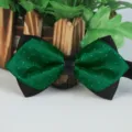 Cravatta a farfalla uomo verde pois elegante poliestere abito formale festa nozze - Verde con Punti Luminosi