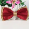 Glänzende doppelte rote goldene Fliege für Abendhochzeit Party Polyester Halskleidung - 1 Rot mit goldener Basis