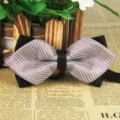 Men stylish bow tie business casual wedding polyester striped bow tie black pink SKU - LJ-JJ37