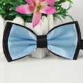 Hellblau schwarze zweilagige Polyester Seide Fliege für Herren Hochzeit Party formelle Kleidung - 4 Hellblau
