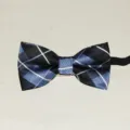 Blauwe ruitjes vlinderdas voor kinderen met elastische band voor schoolvoorstellingen. - Blauw-Zwart Ruitpatroon