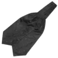 Klassieke zwarte heren polyester ascot stropdas met elegant wervelpatroon voor formele stijl. - LJ29 (Zwart Krulwerk)
