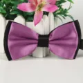 Violette und schwarze doppelte Satin Fliege für Abendhochzeit Party Anzug Accessoire - 13 Reines Violett