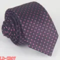 Men's narrow business necktie, stylish geometric square pattern design, dark navy variant. - LD-ZB07