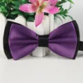 Klassische doppellagige violette Satin-Fliege mit schwarzem Rand ideal für Hochzeiten. - Dunkellila