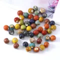10mm colorful glazed ceramic beads large hole loose beads for DIY handmade jewelry crafting supplies - 10mm (Hole Approx 3mm) / 10mm Flower Glaze Mixed Colors