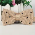 Herren Geflochtene Polka Dot Fliege Britischer Stil Freizeikrawatte fur Hochzeit Party - Beige