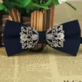 Dunkelblaue Herren Fliege mit Metall Strass Brosche Hochzeit Bräutigam Festliche Halskleidung - Marineblau