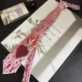 Pink Y2K gothic sacred heart embroidered tie stylish student casual fashion accessory necktie - Flame Heart