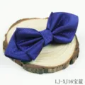 Blaues Polyester Jacquard Fliege mit feinem Karomuster, elegantes Herren Accessoire. - Saphirblau