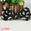 Schwarze Fliege mit Schnurrbart-Muster für Herren, elegante Polyester-Schleife für Party. - Nr. 78