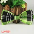 Herren grün schwarz karierte Fliege, Polyester Seide lässig Business Hochzeit Schleife. - Nr.51