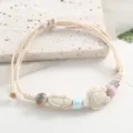 Fresh ceramic turtle braided bracelet adjustable rope cute aesthetic beaded jewelry for women - Light Blue Sea Turtle Spacer Beads