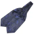 Heren Blauw Paisley Ascot Das Klassiek Zijde Gevoel Sjaal Formele Zakelijke Stropdas - LJ41 (Blauw Zwart Paisley)