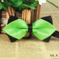 Men's polyester pointed bow tie black and green business casual wedding neckwear - LJ-JJ45