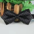 Farfalla nera a pois da uomo cravatta elegante in polyester formale per matrimonio e festa - Base Nera Punto Argento