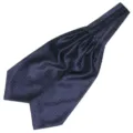 Heren formele donkerblauwe gestippelde ascot stropdas klassieke hals sjaal voor pak - LJ43 (Donkerblauw Witte Stippen)