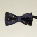 Kind Donkerblauw Strikje Elastische Band Britse Stijl Schattig Hondje Formele Mode - Donkerblauw met Hond en Bloemen