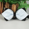 Farfalla uomo nero e bianco a pois, design appuntito per matrimonio e abbigliamento. - Bianco e nero
