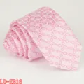 Pink men's slim tie featuring four leaf clover geometric pattern for business wear - LD-ZB16