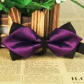 Men's sharp corner purple black layered bow tie business wedding polyester necktie. - LJ-JJ47