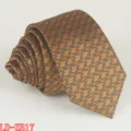 Classic brown men's slim tie with stylish cross pattern, ideal for business and formal wear. - LD-ZB17