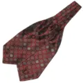 Heren formele polyester zijde ascot stropdas halsdoek Britse stijl rood patroon - LJ46 (Rood Zwart Geometrisch Bloemen)