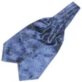 Heren blauw geometrisch patroon zijde-achtige ascot das formele bruiloft zakelijke halsdoek - LJ55 (Donkerblauw Vintage Geometrisch)