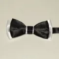 Zwart-witte gelaagde satijnen strik, elegante formele accessoire voor kinderen en studenten. - Zwart Wit Dubbele Laag Kleurblok