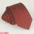 Red patterned slim necktie, 6cm narrow polyester business formal wedding tie for men. - LD-ZB21
