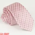 Pink polka dot narrow necktie, stylish polyester mens business formal tie variant. - LD-ZB27