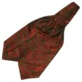 Heren formele paisley print ascot sjaal, klassieke rode polyester halsdas voor bruiloft. - LJ50 (Rood Zwart Goud Paisley)