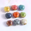 Colorful ceramic heart beads for DIY jewelry making, loose glazed charm beads for bracelet crafting. - 10 Pieces/Pack / Multicolor