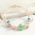 Handmade ceramic fish braided bracelet cute minimalist design fresh style sweet jewelry gift - Electroplated Flat Fish in Fruit Green