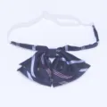 Japanese JK uniform bow tie with navy blue stripes and crown pattern, adjustable elastic strap. - Navy Light Blue Stripe (LH-HG16)