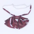 Wine red JK bow tie with white stripes and crown pattern, adjustable strap for students fashion. - Burgundy Stripe Damask (LH-HG15)
