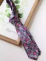 Detail view of an 8cm retro floral necktie, vintage patterned handmade tie for formal business wear. - LD-HH006
