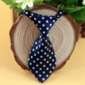 Navy blue polka dot pet tie, cute polyester necktie accessory for dogs, cats and kids. - Dark Blue with White Dots (LD-CW16)
