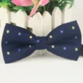 Polyester Fliege für Herren in Dunkelblau mit bunten Punkten, britischer Business Stil. - LJ-HH17
