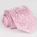 Herren rosa Jacquard gewebte Krawatte 8cm Breite klassische Blumen Business Hochzeit Anzug Krawatte - Hellrosa Floral (2)