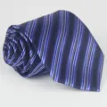 Classic blue striped jacquard necktie for men business wedding formal wear 8cm - Blue Silver Stripe (18)