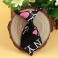Cute black pet children tie with I love NY print, stylish polyester fabric necktie for kids. - I Love NY Print (LD-CW19)