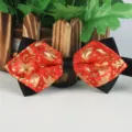 Roter goldener Brokat Fliege fur Herren Hochzeit Party formelle Kleidung spitz Fliege - LJ-JD24