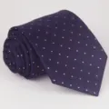 Men's purple polyester business necktie featuring jacquard geometric pattern and pink dots. - Dark Purple Geometric (6)