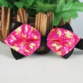 Modische Herren Spitz-Brokat Fliege mit rosa und goldenem Blattmuster für Hochzeiten. - LJ-JD26