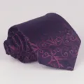 Purple Jacquard Floral Men Tie Elegant Wedding Business Accessory 8cm Arrow Style - Deep Purple Pink Floral (1)