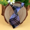 Blue black plaid pet necktie for dogs cats and kids performance decor polyester - Blue and Black Plaid (LD-CW22)