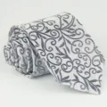 Men's stylish business grey jacquard polyester necktie 8cm wide wedding formal tie SKU - Light Gray Floral (5)